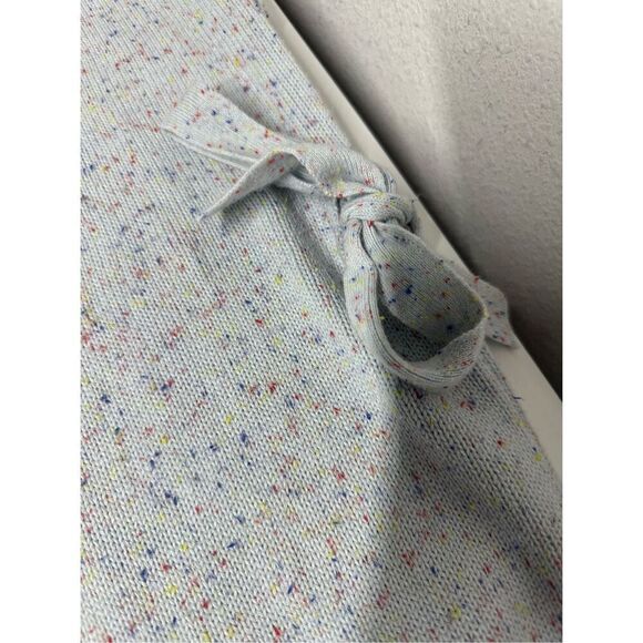 LOFT Sweater Womens M/L Blue Flecked Side Tie Poncho Speckled Oversized Cotton - Picture 6 of 16